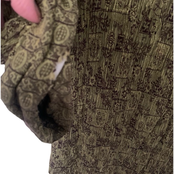 Vintage Natori Large Olive Green Textured Long Dress - Picture 7 of 7